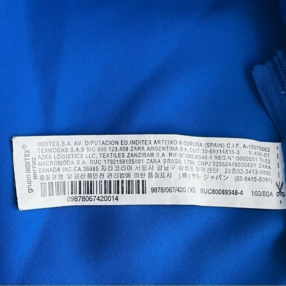 ZARA electric blue front crossover cropped blouse long sleeve keyhole size XS - Picture 11 of 15